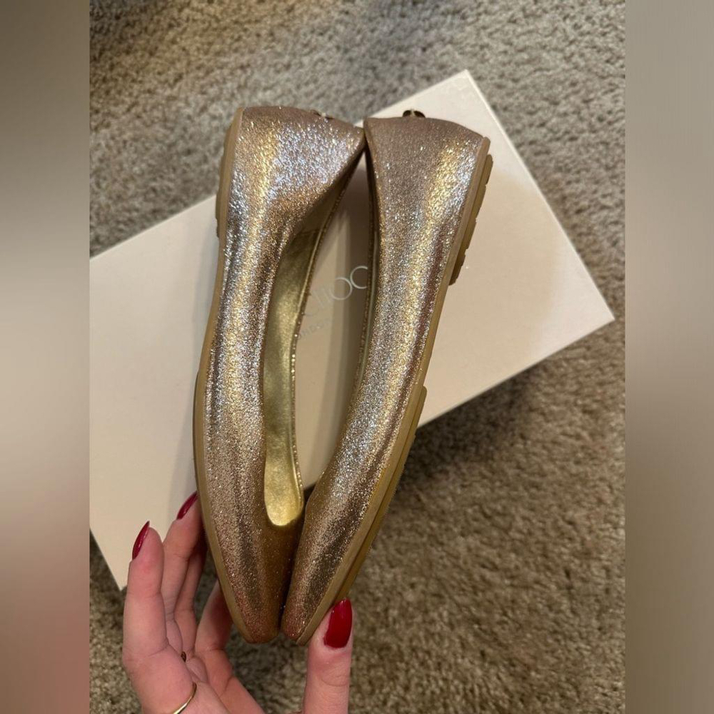 Jimmy Choo Gold Glitter Ballet Flats Size 37 5 - Picture 8 of 11